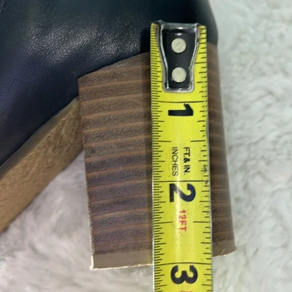 Madison Dacia Black Leather Ankle Booties | Chunky Heel | Side Zip | Size 6.5 - Picture 5 of 7